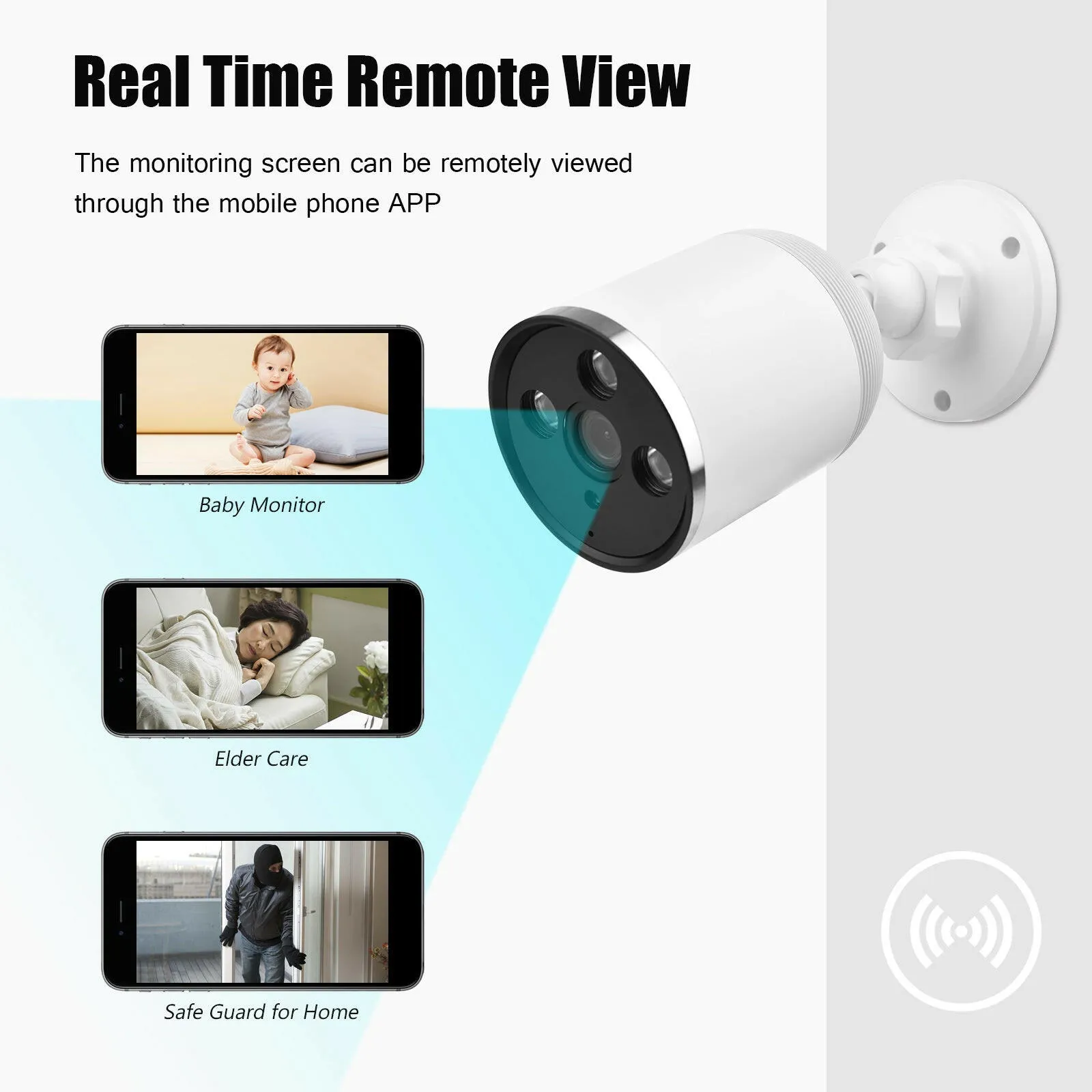 1080P Smart WiFi Camera Wireless Monitor Camera 2MP 130° Viewing Angle Supports Night Vision Motion Detection Two-Way Talk Mobile Phone APP Remote Control for Home Office