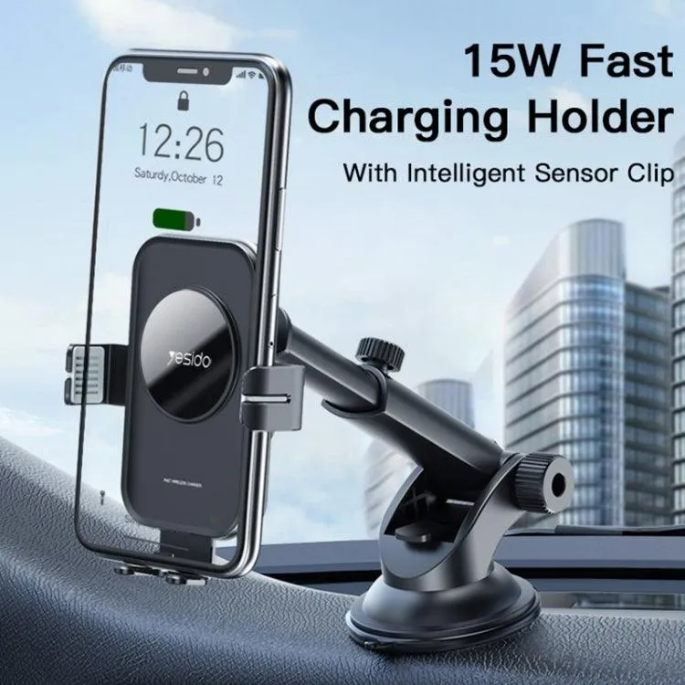 15W Intelligent Induction Wireless Car Charger with Adjustable Mounting Solutions