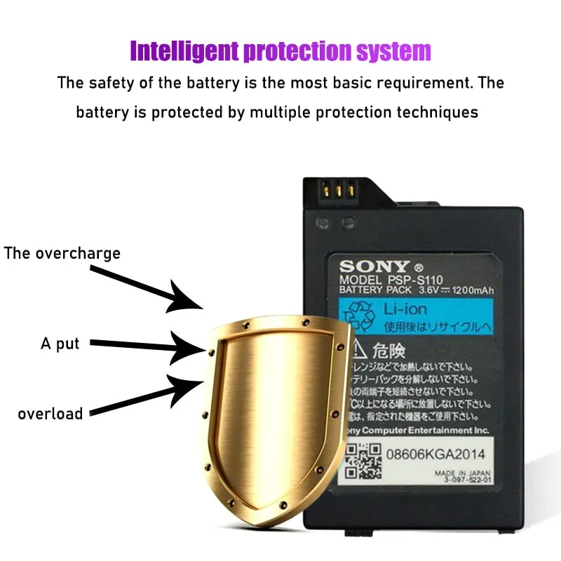 1PCS 3.6V 1200mAh Lithium Ion Rechargeable Battery Pack for Sony PSP 2000/3000 PSP-S110 Console Gamepad Replacement batteries