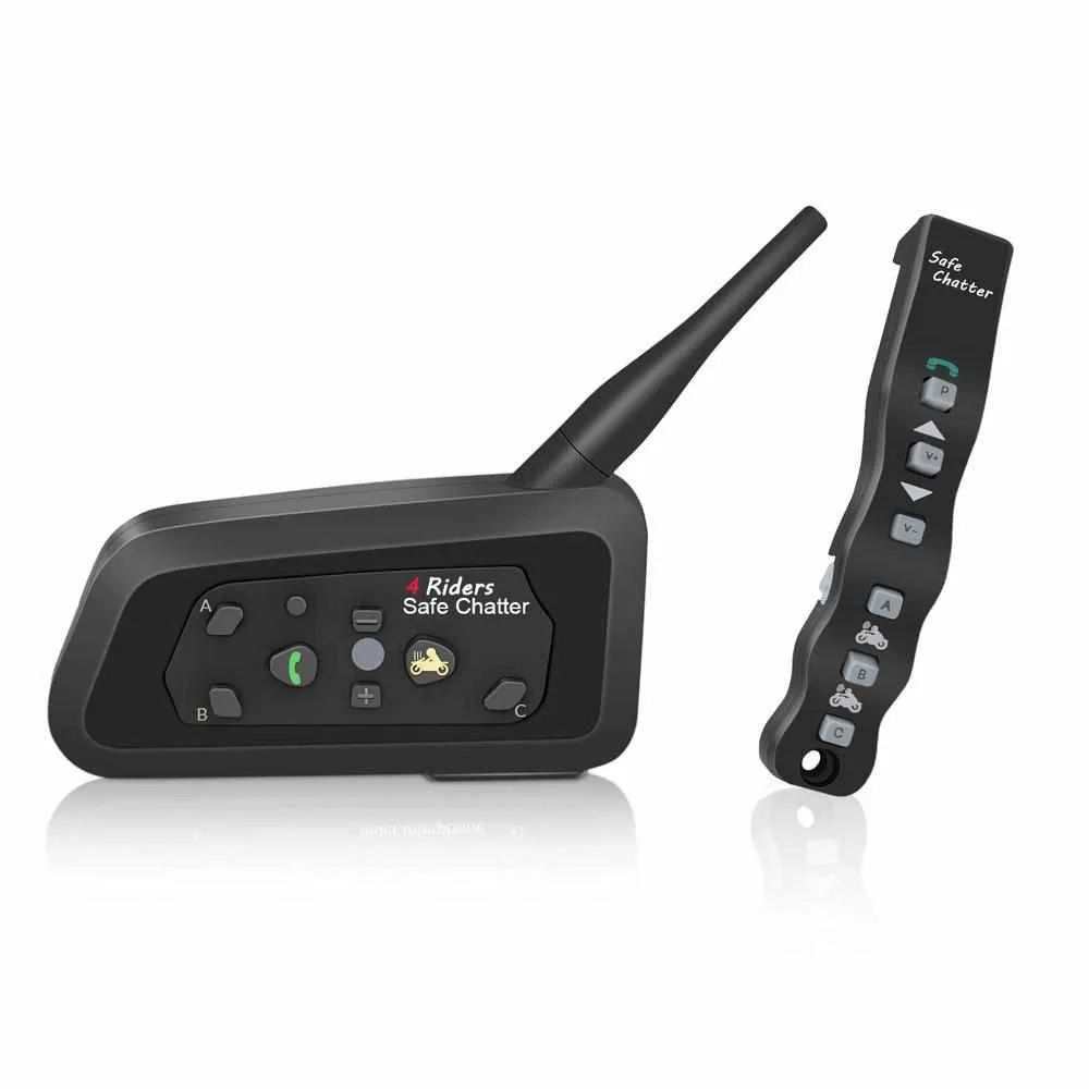 1pcs A4BT Bluetooth Motorcycle Helmet Intercom Headset with Remote Controller for 4 Riders