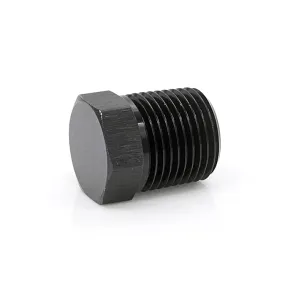 1" Male NPT Hex Plug, 6061 Aluminum, Black Hard Anodized