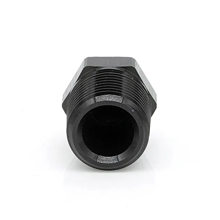 1" Male NPT Hex Plug, 6061 Aluminum, Black Hard Anodized