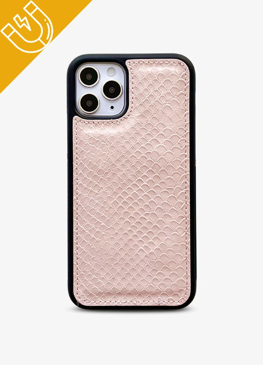 2-in-1 RFID Crossbody Wallet Phone Case in Pink Snakeskin