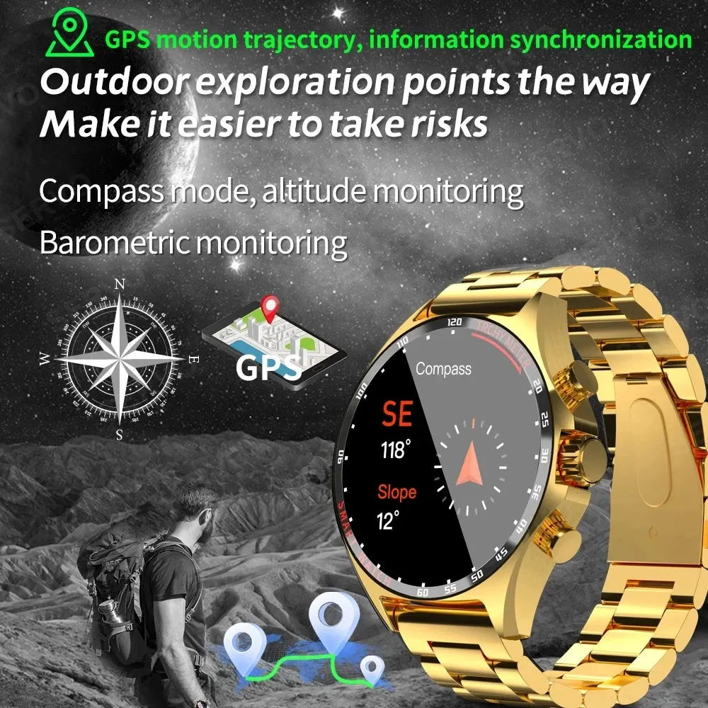 2024 New Outdoor Sports GPS Smart Watch Men Bluetooth Call HD Smartwatch Health  Monitoring Compass IP68 Waterproof Watches Men