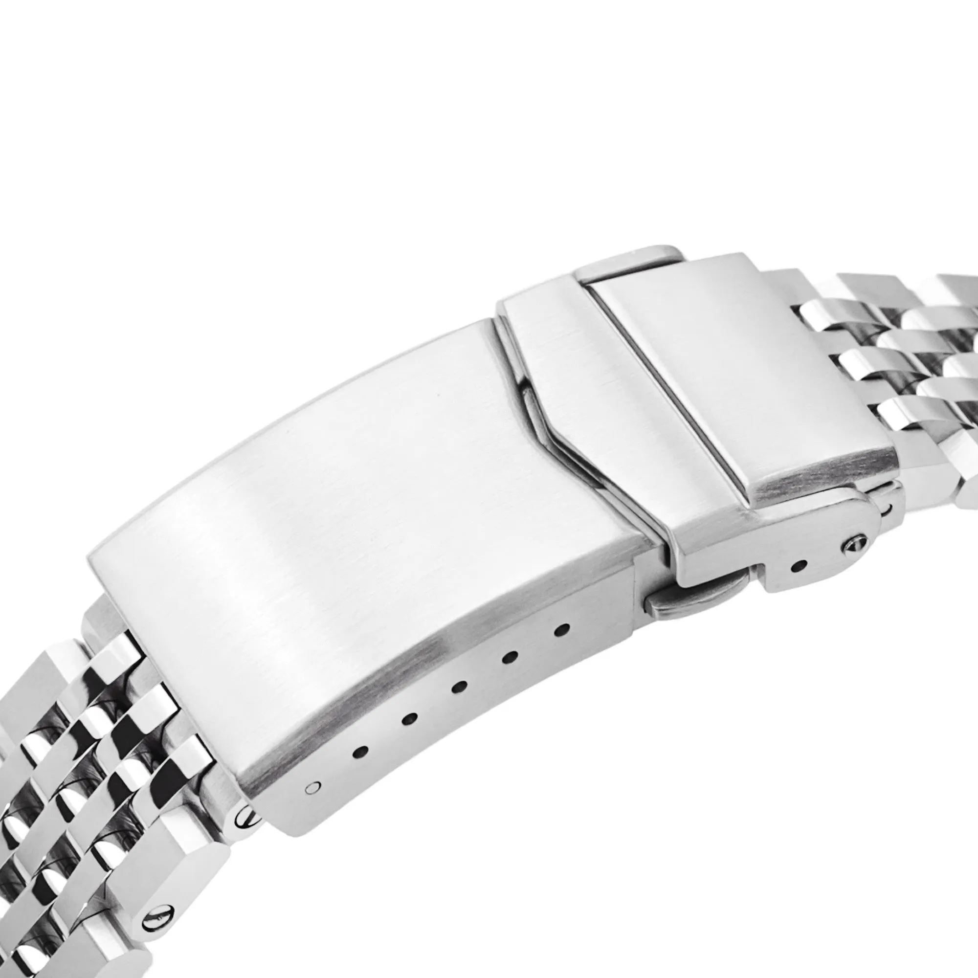 20mm Asteroid Watch Band for Seiko 5 Sports 40mm SRPE51 SRPE53 SRPG35, Stainless Steel - Brushed with Polished Center, V Diver Clasp