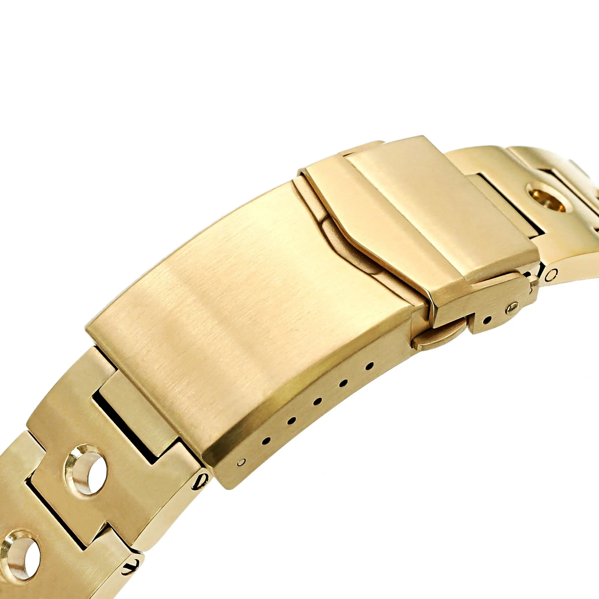 22mm Rollball Watch Band for Seiko 5 Sports 42.5mm SRPE74 SRPE74K SRPE74K1, Stainless Steel - Full IP Gold, V Diver Clasp