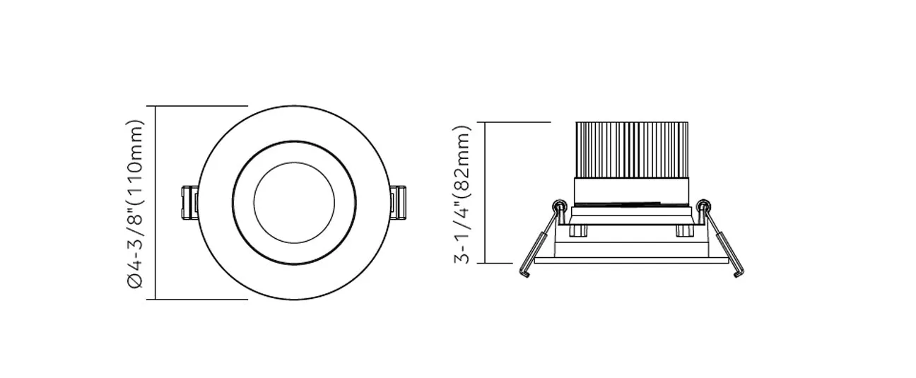 3.5" Square Regressed Gimbal - Black