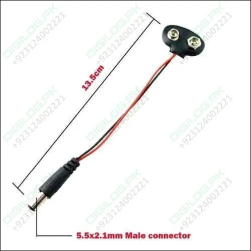 9v Battery Snap Connector To Dc Male Power Adapter Cable For Arduino