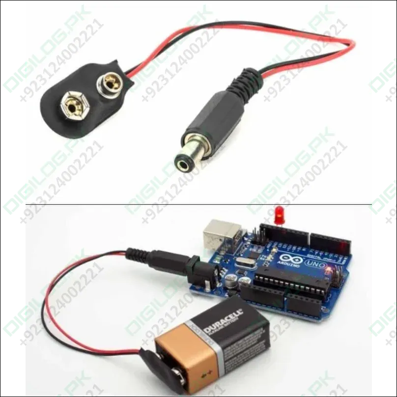 9v Battery Snap Connector To Dc Male Power Adapter Cable For Arduino