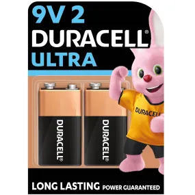 9V Duracell Ultra Alkaline Batteries (Pack of 2)