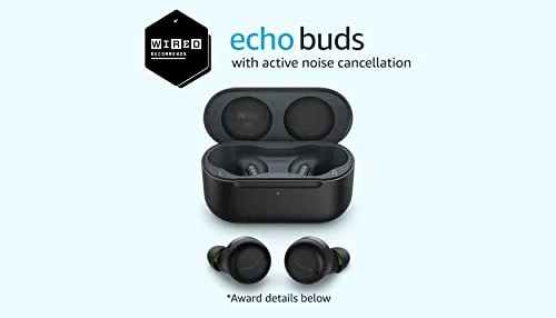 Amazon Echo Buds with Active Noise Cancellation (newest model), Wireless charging case, Black