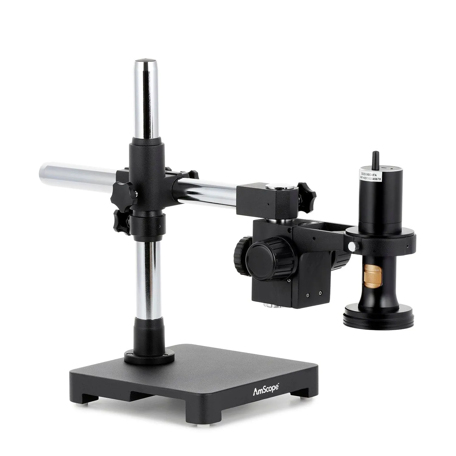 AmScope DM756 Series 1080p Wi-Fi/USB All-in-One Digital Microscope with Zoom Optics on Single-Arm Boom-Stand