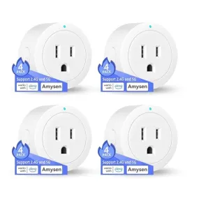 Amysen Smart Plug ,Compatible with Alexa Only ,Smart Outlet Bluetooth Mesh,Simple Setup with One Voice Command , Remote Control and Voice Control, ETL & FCC Certified, 4 Pack New (4 Pack)