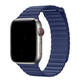 Apple Watch Ultra 49mm / 45mm / 44mm / 42mm | Magnetic Leather Straps | Dark Blue