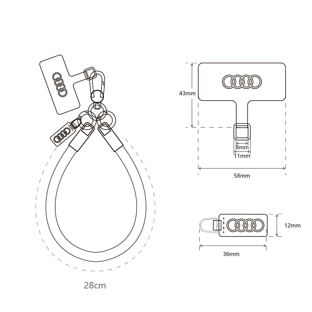 AUDI Nylon Handstrap Phone Lanyard 8mm - R8 D1