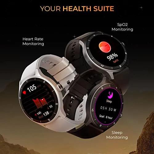 beatXP Flux 1.45" (3.6 cm) Ultra HD Display Bluetooth Calling Smart Watch, 415 * 415px, 60Hz Refresh Rate, Rotary Crown, 500 Nits, Always On Display, Health Tracking, 100  Sports Modes (Black)