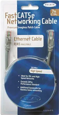 Belkin Fastcat 5E Snagless Patch Cable Rj45 Connectors 7 Ft. Gray