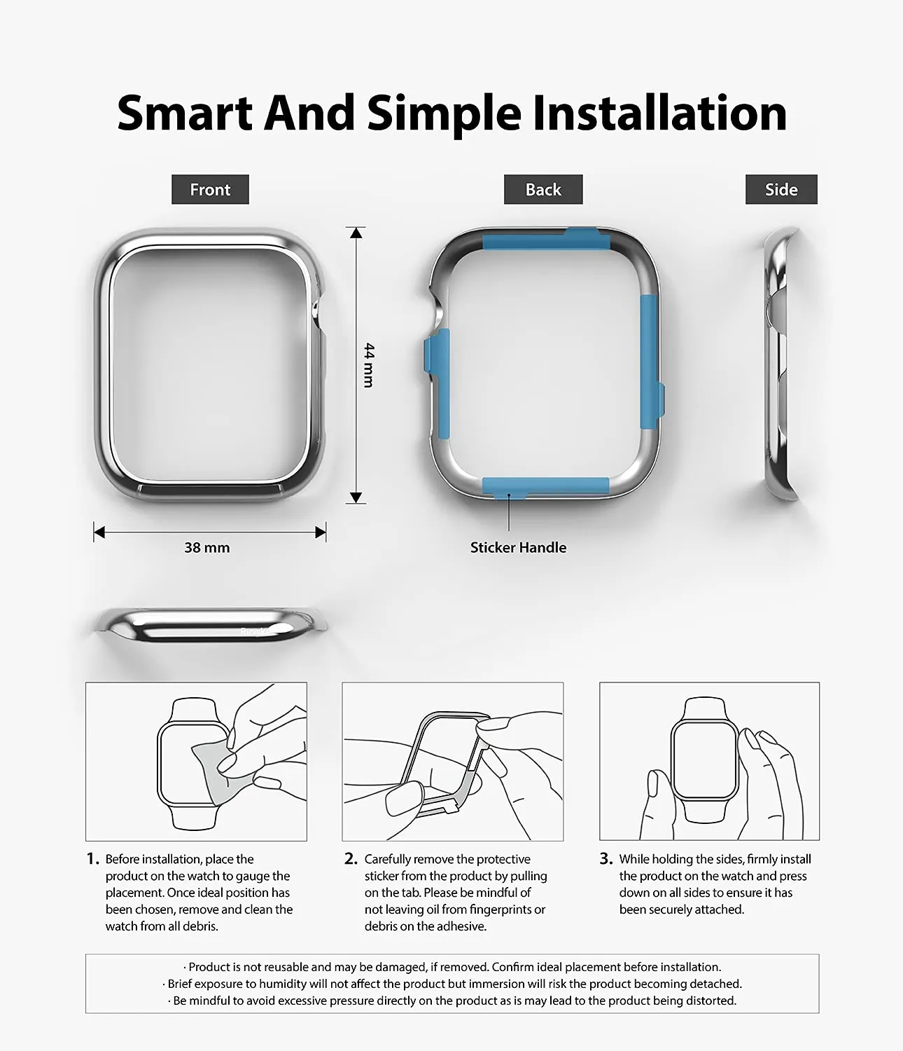 Bezel Styling for Apple Watch 44mm for Series 4 / 5 / 6 / SE - 44  (ST) - Silver