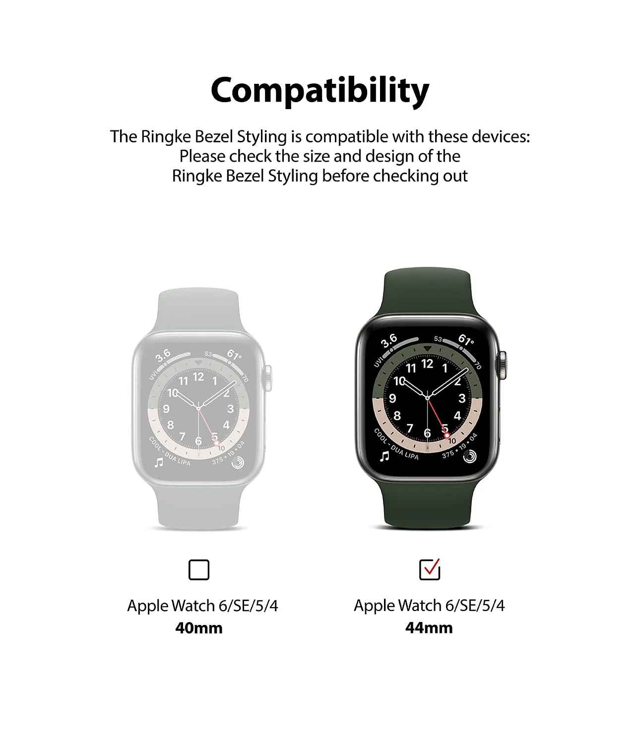 Bezel Styling for Apple Watch 44mm for Series 4 / 5 / 6 / SE - 44  (ST) - Silver