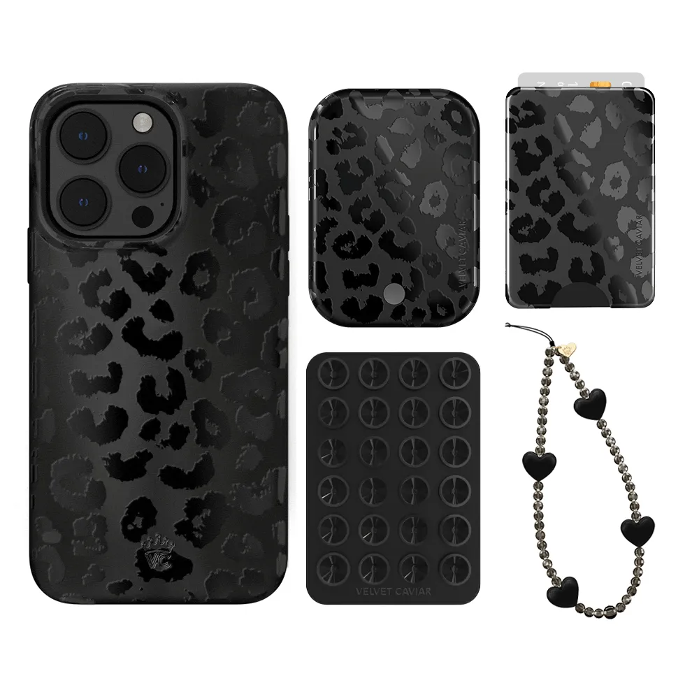 Black Leopard iPhone Bundle Set - Wallet