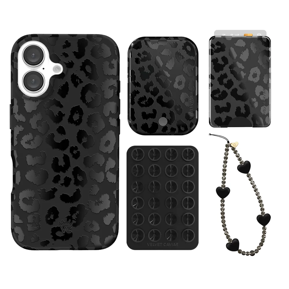 Black Leopard iPhone Bundle Set - Wallet