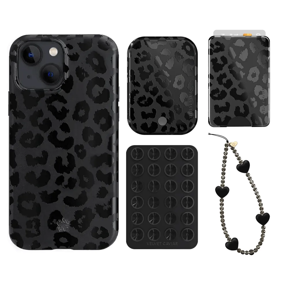 Black Leopard iPhone Bundle Set - Wallet