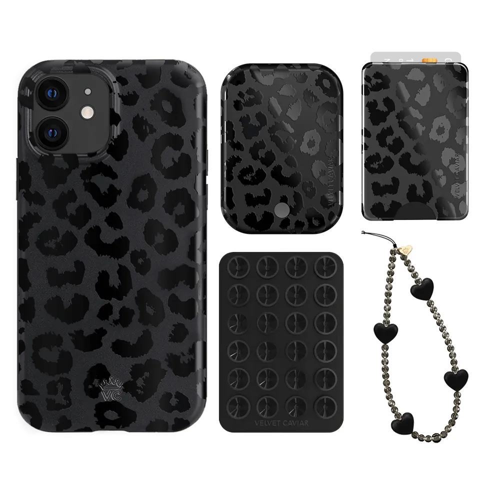 Black Leopard iPhone Bundle Set - Wallet