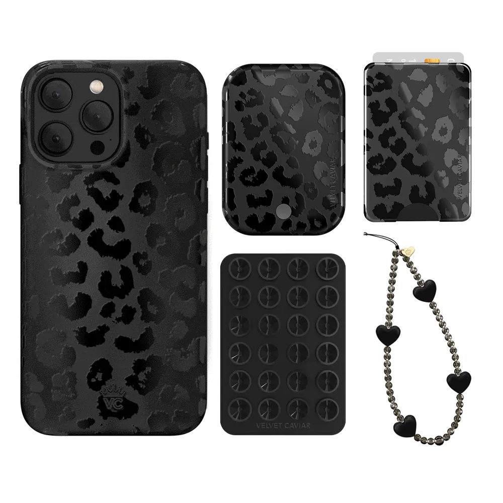 Black Leopard iPhone Bundle Set - Wallet