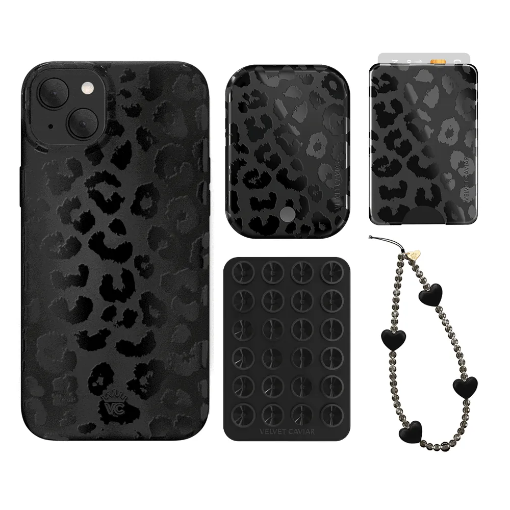 Black Leopard iPhone Bundle Set - Wallet