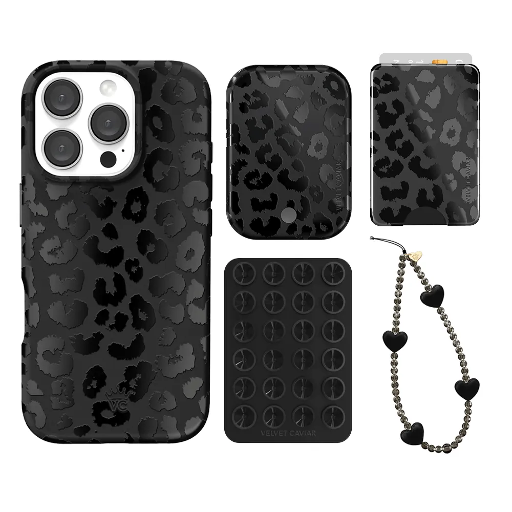 Black Leopard iPhone Bundle Set - Wallet