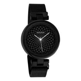 Black OOZOO smartwatch with black metal mesh bracelet - Q00411