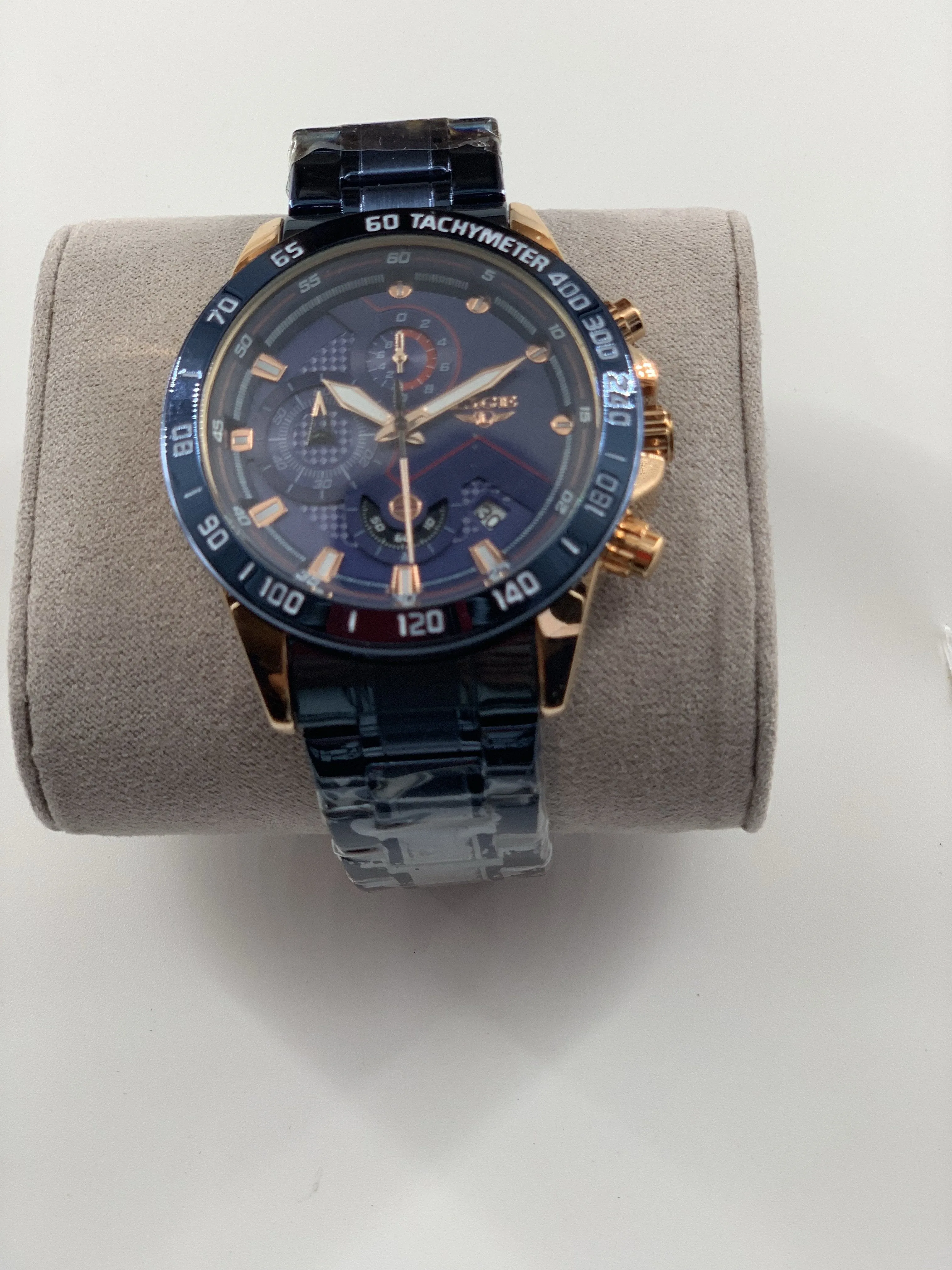 Blue chronograph, stainless steel, watch