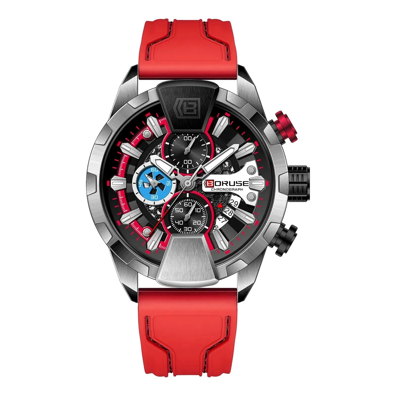 BORUSE Luxury Chronograph Red Watches