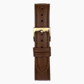 Brown Leather Watch Strap - Gold - 36mm