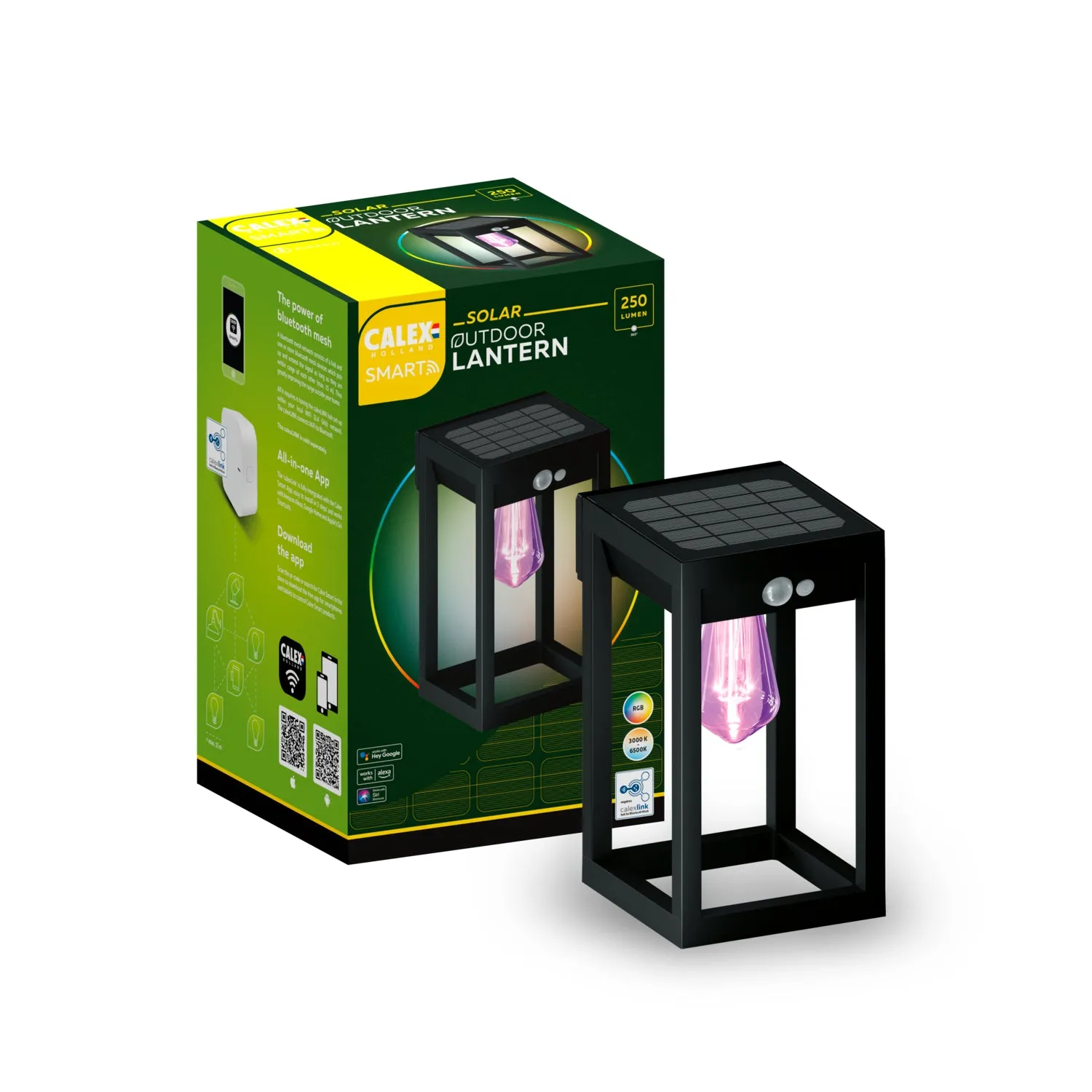 Calex Smart Outdoor Solar - Lantern - RGB   Warm White Light