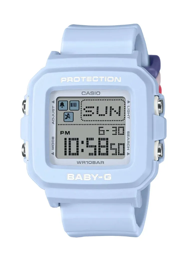 CASIO BABY-G DIGITAL SQUARE COLOURFUL LOOPS BLUE RESIN BAND BGD10L-2D