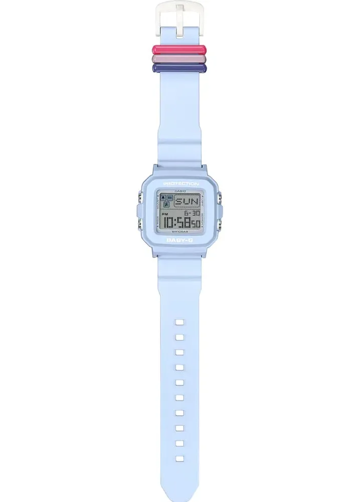 CASIO BABY-G DIGITAL SQUARE COLOURFUL LOOPS BLUE RESIN BAND BGD10L-2D