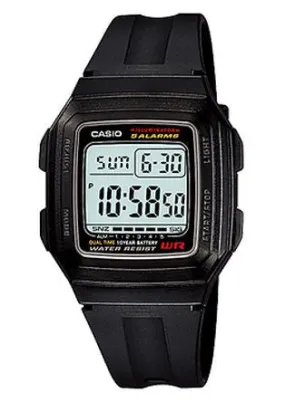 CASIO GENTS DIGITAL BLACK RESIN BAND F201WA-1A