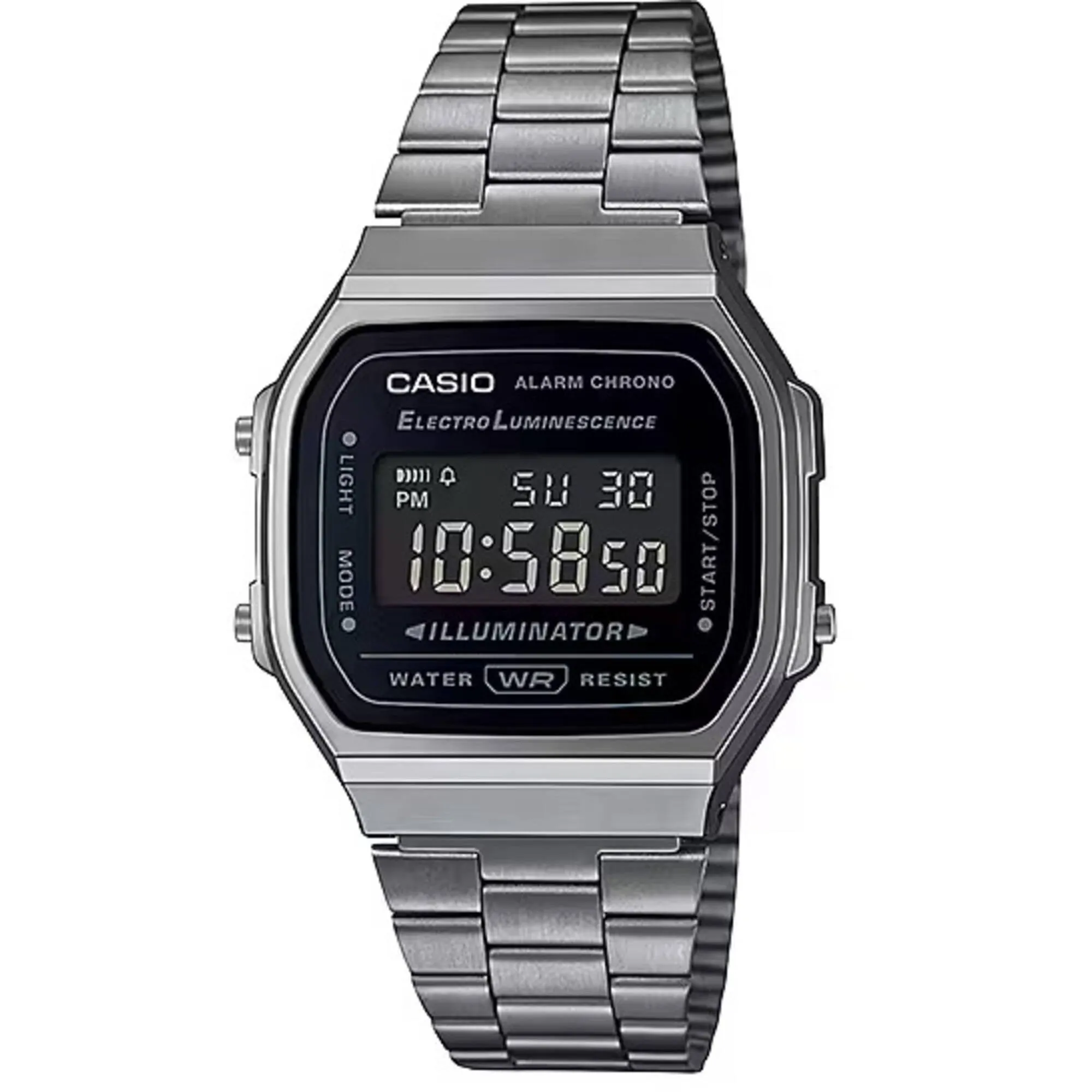 Casio Unisex Digital Watch - Vintage Grey Stainless Steel Bracelet | A168WGG-1BVT