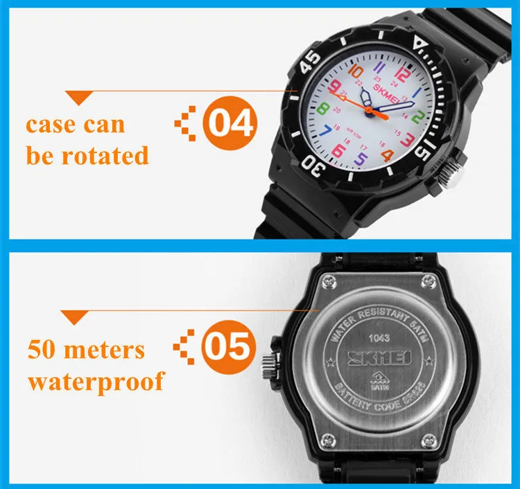 Children Watch Fashion Skmei 1043 Brand Watches Quartz Wristwatches Waterproof Jelly Kids Clock boys girls Students Wristwatch