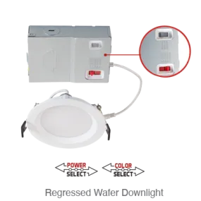 Circa 6 Inch LED Recessed Wafer Down Light, 1,030 Lumens, 13W, 120V, CCT Selectable: 2700K/3000K/3500K/4000K/5000K