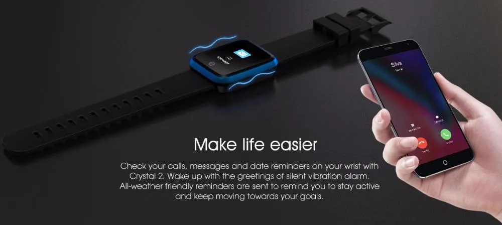 Crystal Smart Fitness Smartwatch Waterproof For Android IOS