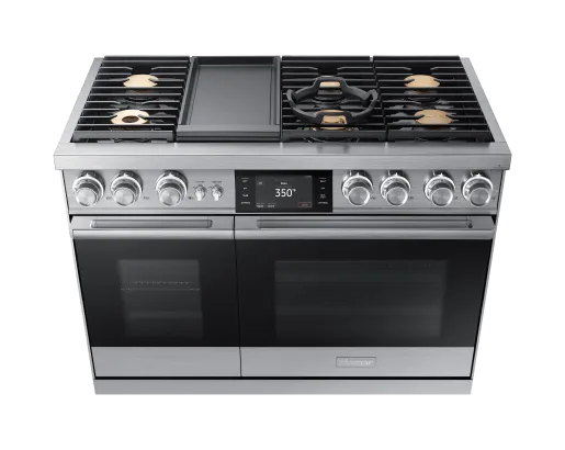 Dacor DOP48M96DLS 48" Pro Dual-Fuel Steam Range, Silver Stainless Steel, Natural Gas