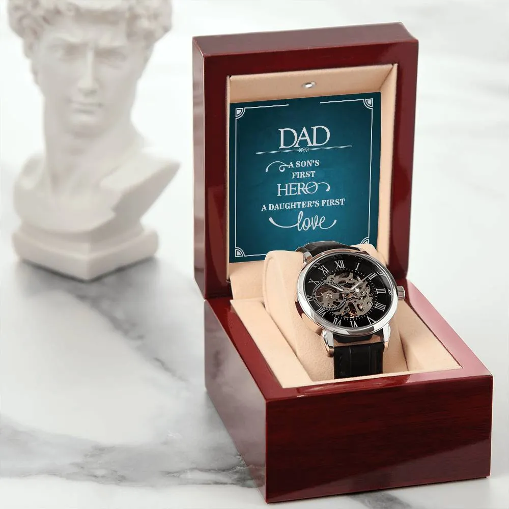 Dad a sons first Hero, Men's Openwork Watch