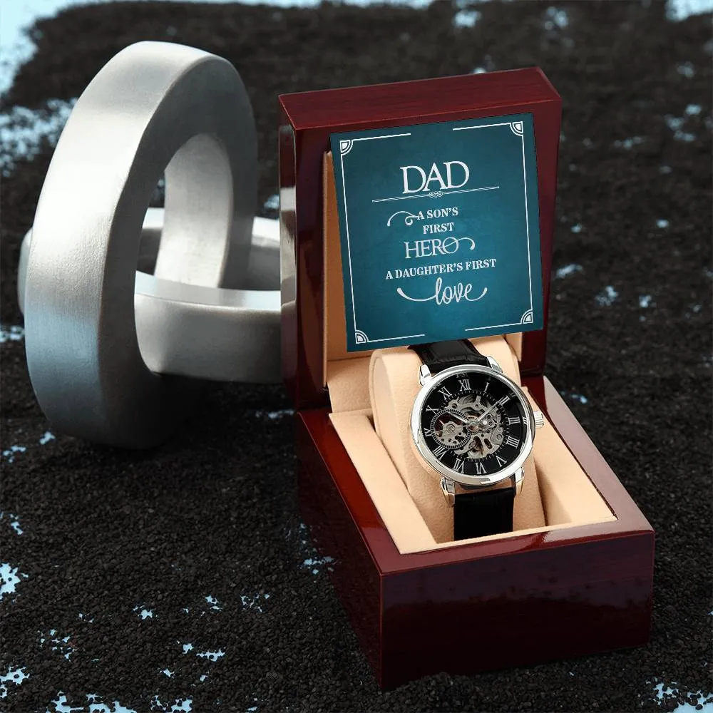 Dad a sons first Hero, Men's Openwork Watch