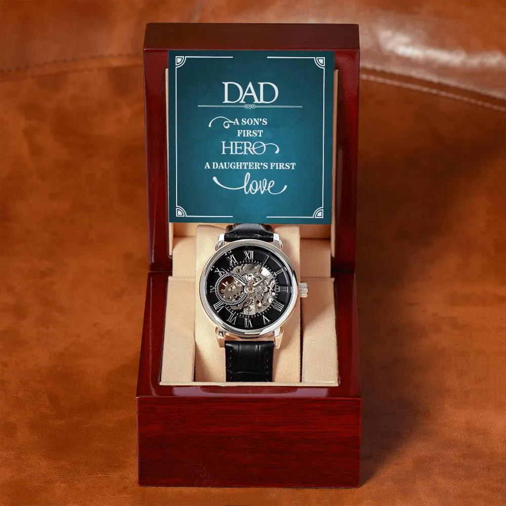 Dad a sons first Hero, Men's Openwork Watch