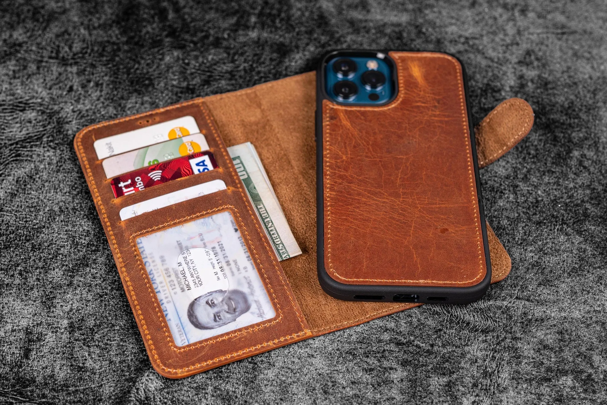 Detachable iPhone 12 / 12 Pro Leather Wallet Case