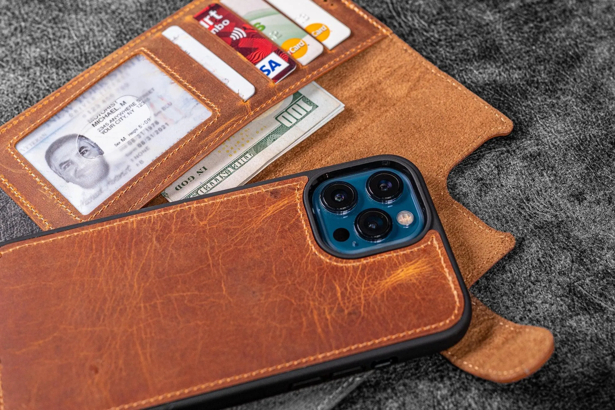 Detachable iPhone 12 / 12 Pro Leather Wallet Case