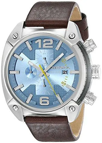 Diesel DZ4340 Overflow Grey Dial Brown Leather Strap Watch