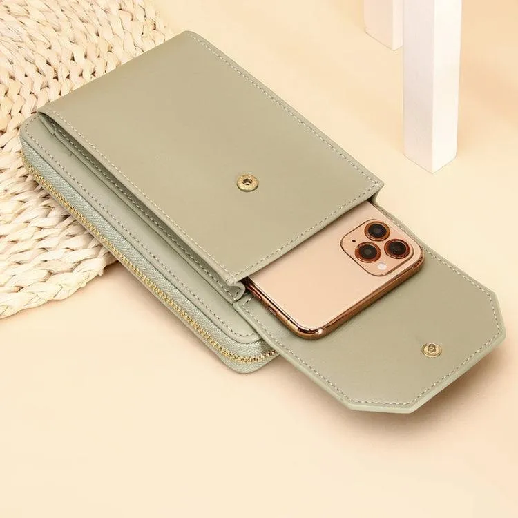 Elegant Women's PU Leather Long Phone Wallet with Adjustable Strap